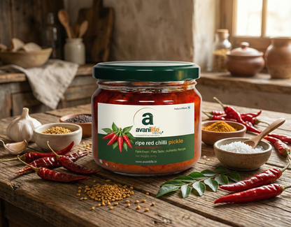 Ripe Red Chilli Pickle (Pandu Mirchi Pachadi)